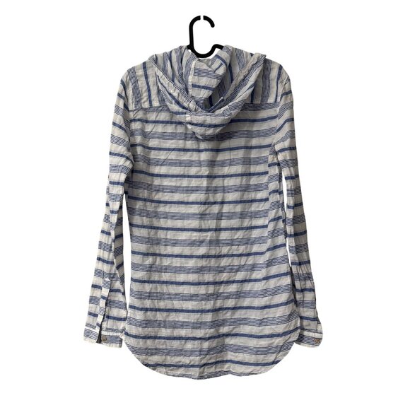 California Tailor Blue Striped Coastal Cotton Lightweight Pullover Hoodie XSmall - Picture 4 of 5